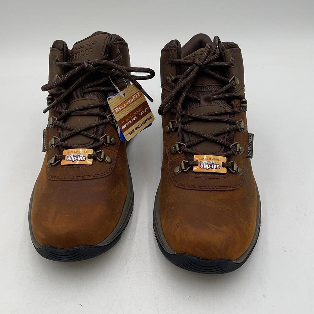 Skechers SN 205285 Boots Mens Brown Waterproof Combat Ankle Slip-ins Size 10.5